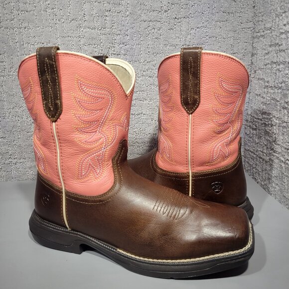 Ariat Anthem Shortie Myra Women’s Size US 10B Brown Pink Leather Cowboy Boots. - Picture 8 of 12